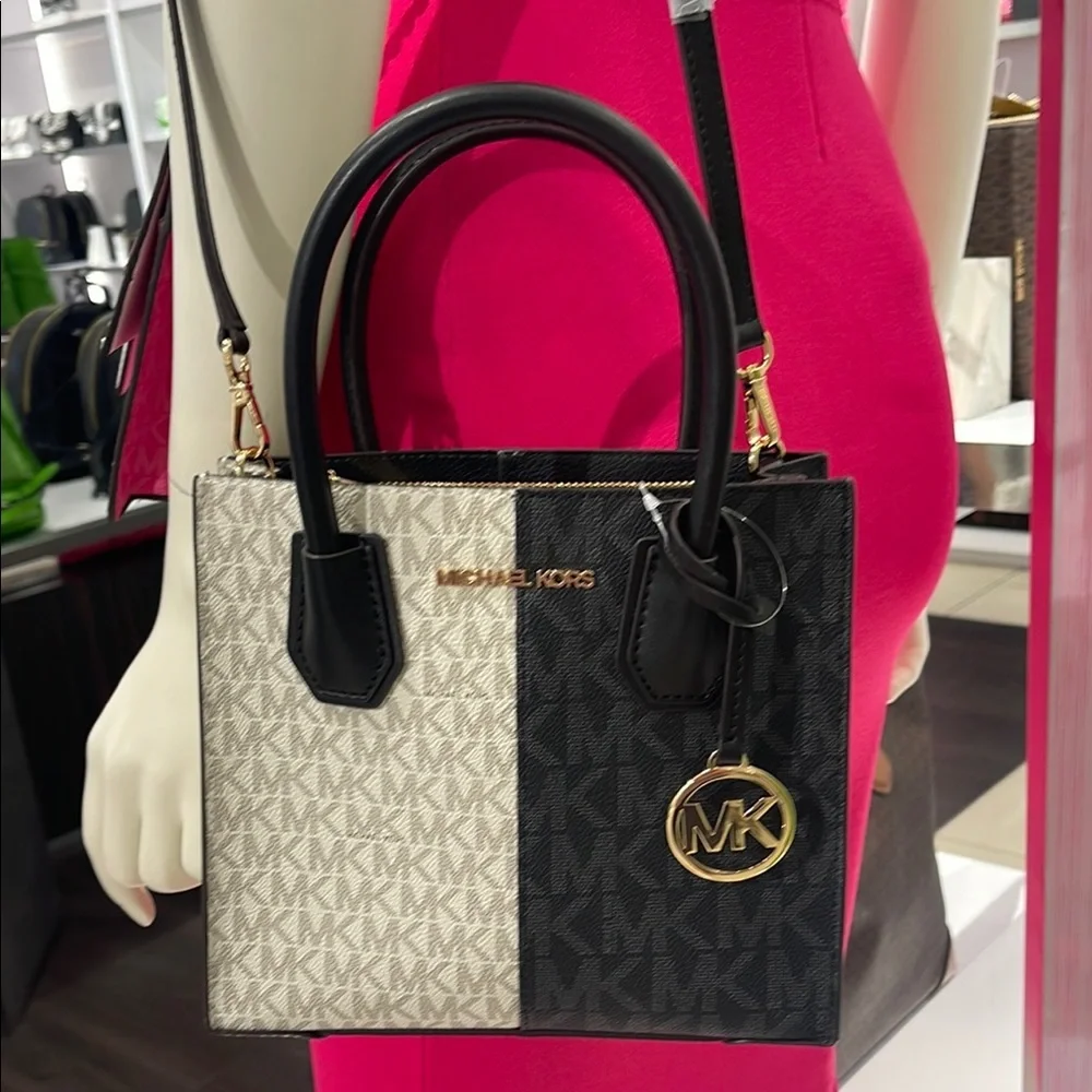 Michael Kors Mercer Medium Two-Tone Logo Crossbody Bag Black Multi
